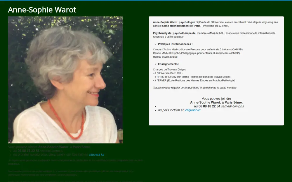 Page d'accueil du site Psychologue — psychanalyste